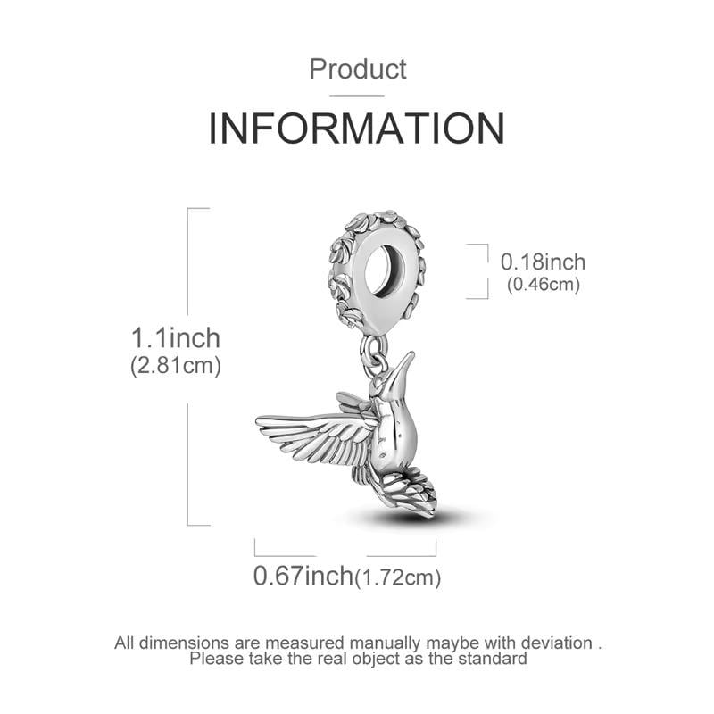Hummingbird sterling silver charm view 5