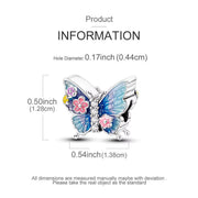 Blue Butterfly Bead Fits Pandora Charm Bracelet, Silver Floral Enamel Nature Transformation Gift