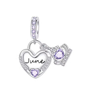 June Birthstone Bead Fits Pandora Charm Bracelet, Silver Heart Crown Alexandrite Amethyst Gift