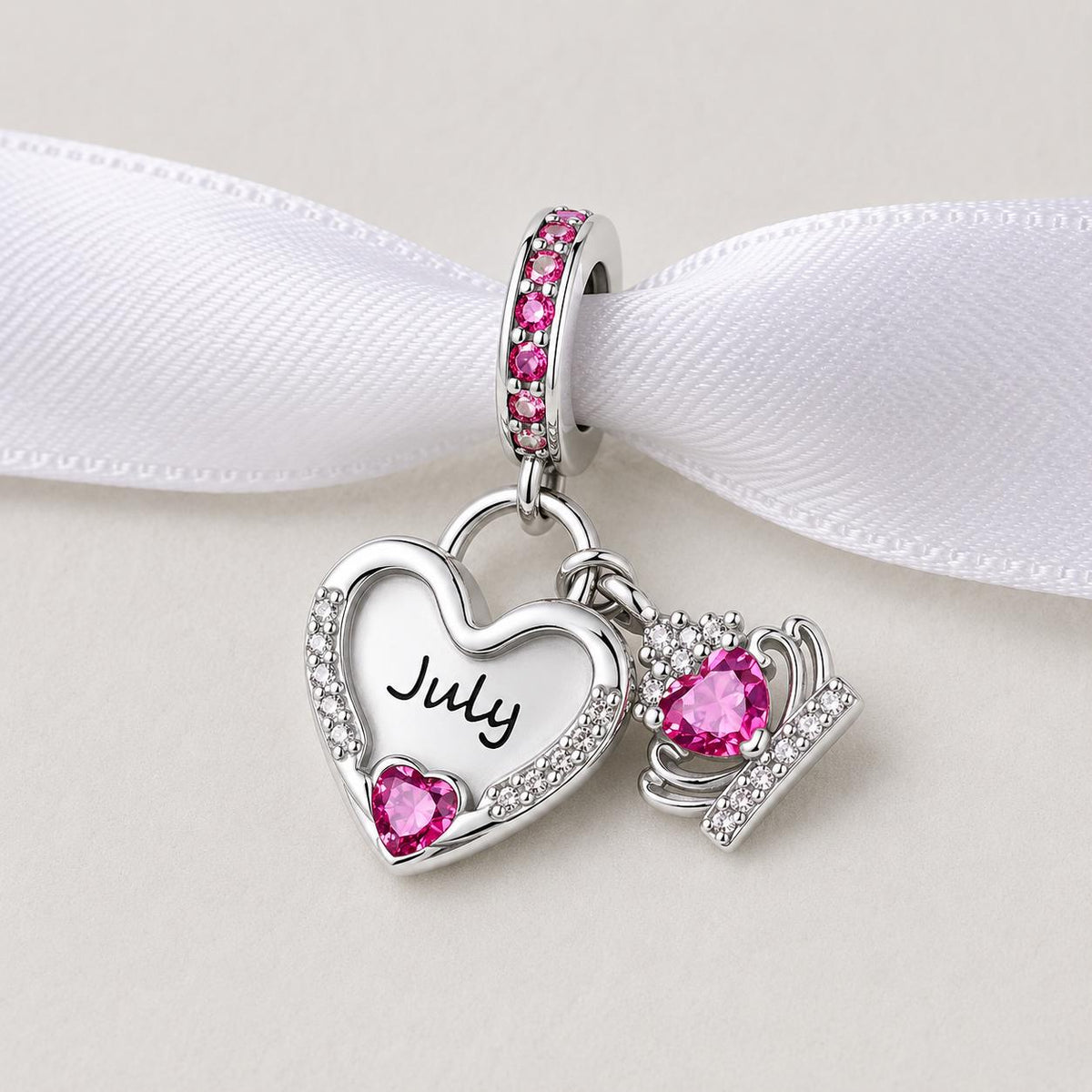 July Birthstone sterling silver charm alternate view