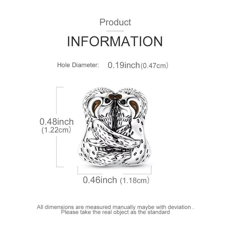 Sloth Hug sterling silver charm view 5