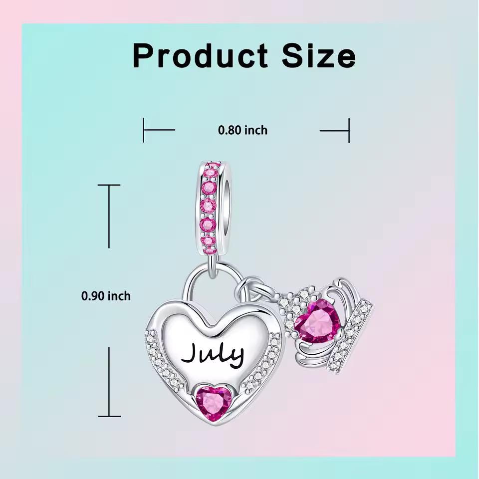 July Birthstone 925 sterling silver charm