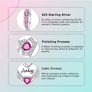 July Birthstone Bead Fits Pandora Charm Bracelet, Silver Heart Crown Ruby Pink Gift