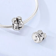Sloth Hug Bead Fits Pandora Charm Bracelet, Silver Double Animal Friendship Love Gift