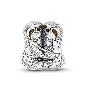Sloth Hug Bead Fits Pandora Charm Bracelet, Silver Double Animal Friendship Love Gift