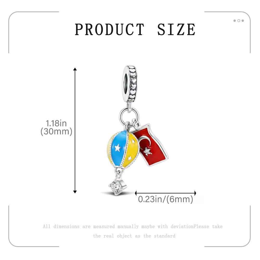 Turkey Flag sterling silver charm view 6
