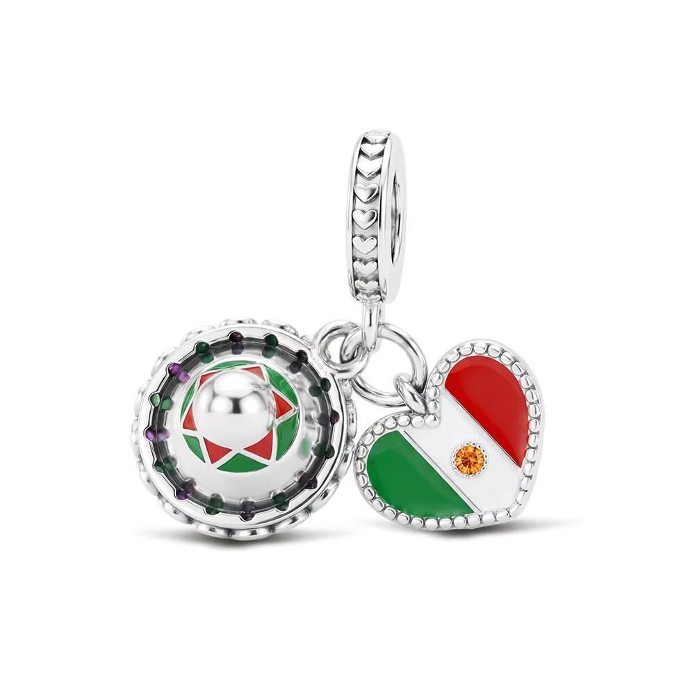 Mexico Flag 925 sterling silver charm