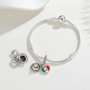 Mexico Flag Bead Fits Pandora Charm Bracelet, Silver Sombrero Hat Travel Jewelry Gift