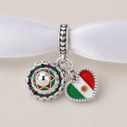 Mexico Flag Bead Fits Pandora Charm Bracelet, Silver Sombrero Hat Travel Jewelry Gift
