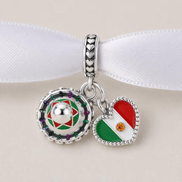 Mexico Flag Bead Fits Pandora Charm Bracelet, Silver Sombrero Hat Travel Jewelry Gift