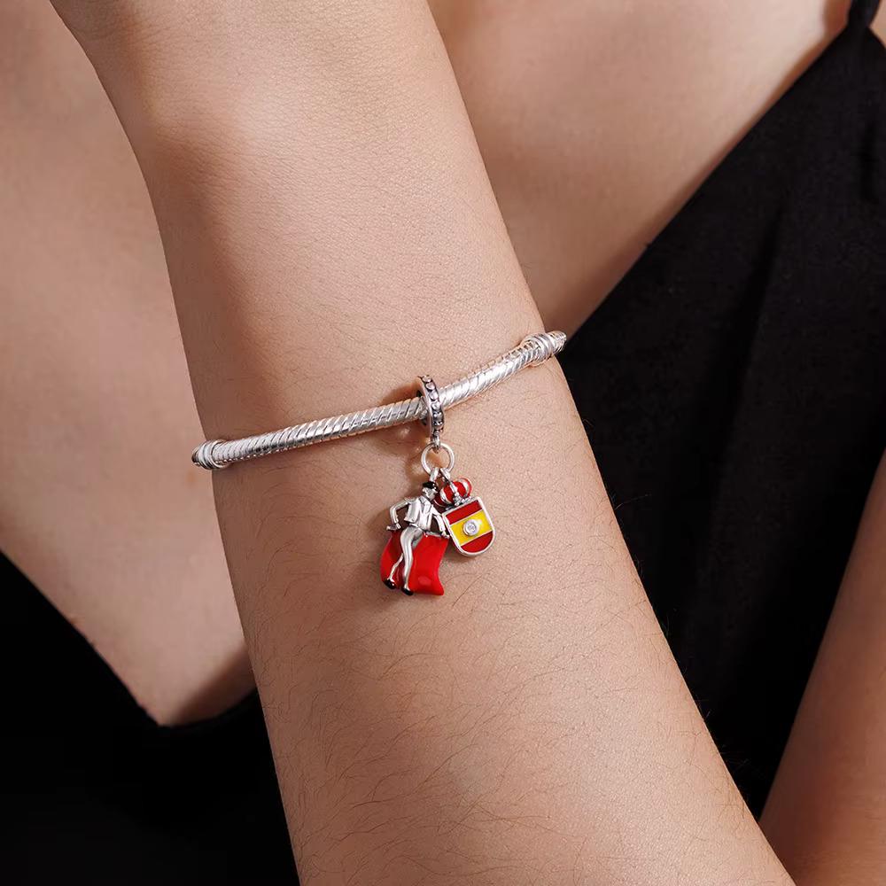 Spain Flag sterling silver charm view 5