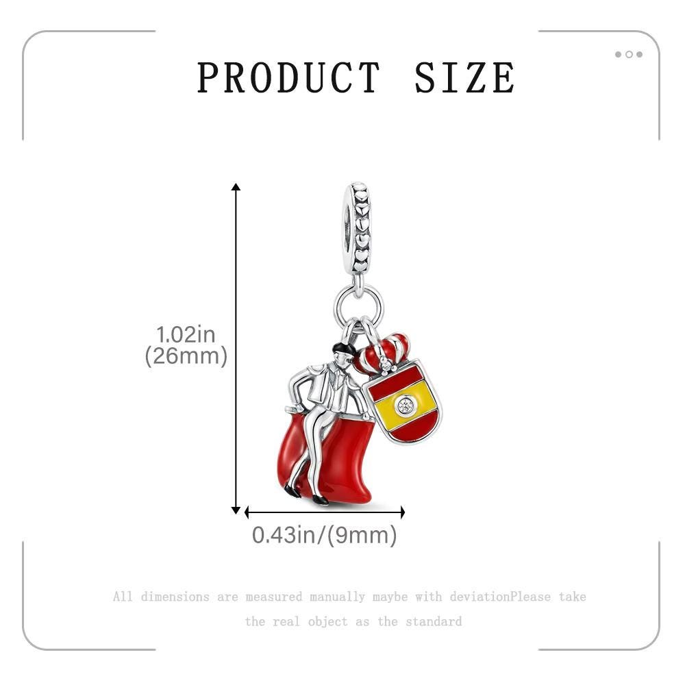 Spain Flag sterling silver charm view 6