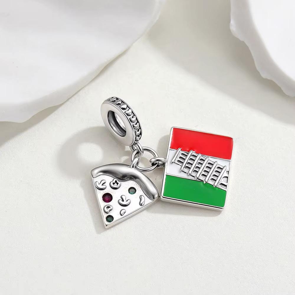 Italy Flag sterling silver charm view 7