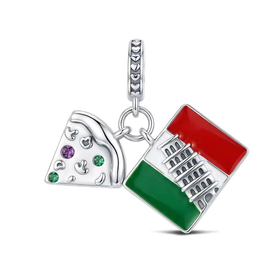 Italy Flag 925 sterling silver charm