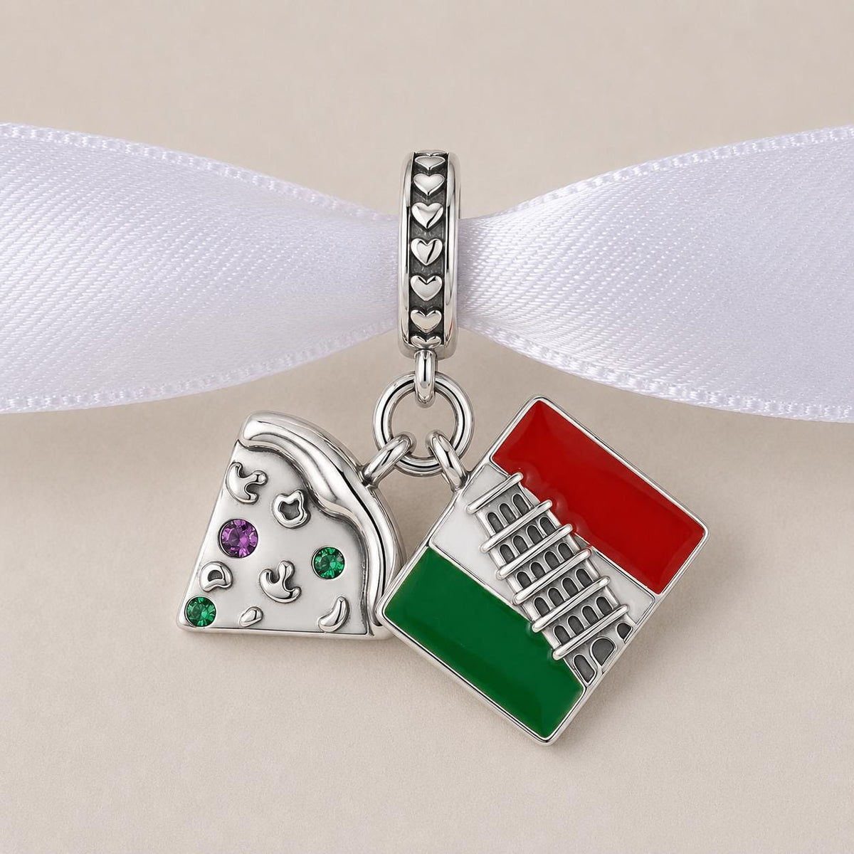 Italy Flag sterling silver charm alternate view