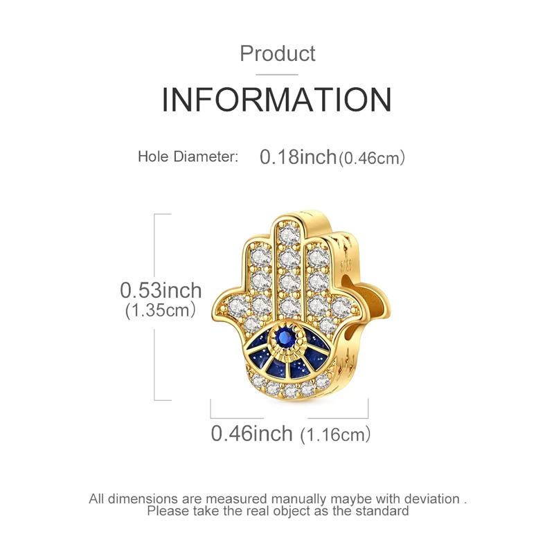 Gold Hamsa Hand sterling silver charm view 5