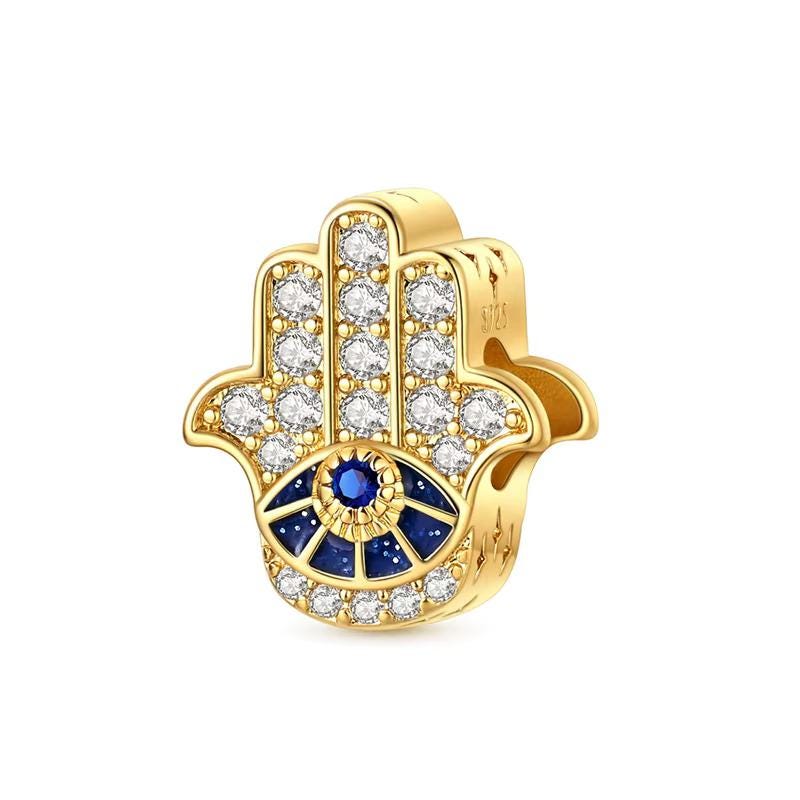 Gold Hamsa Hand 925 sterling silver charm