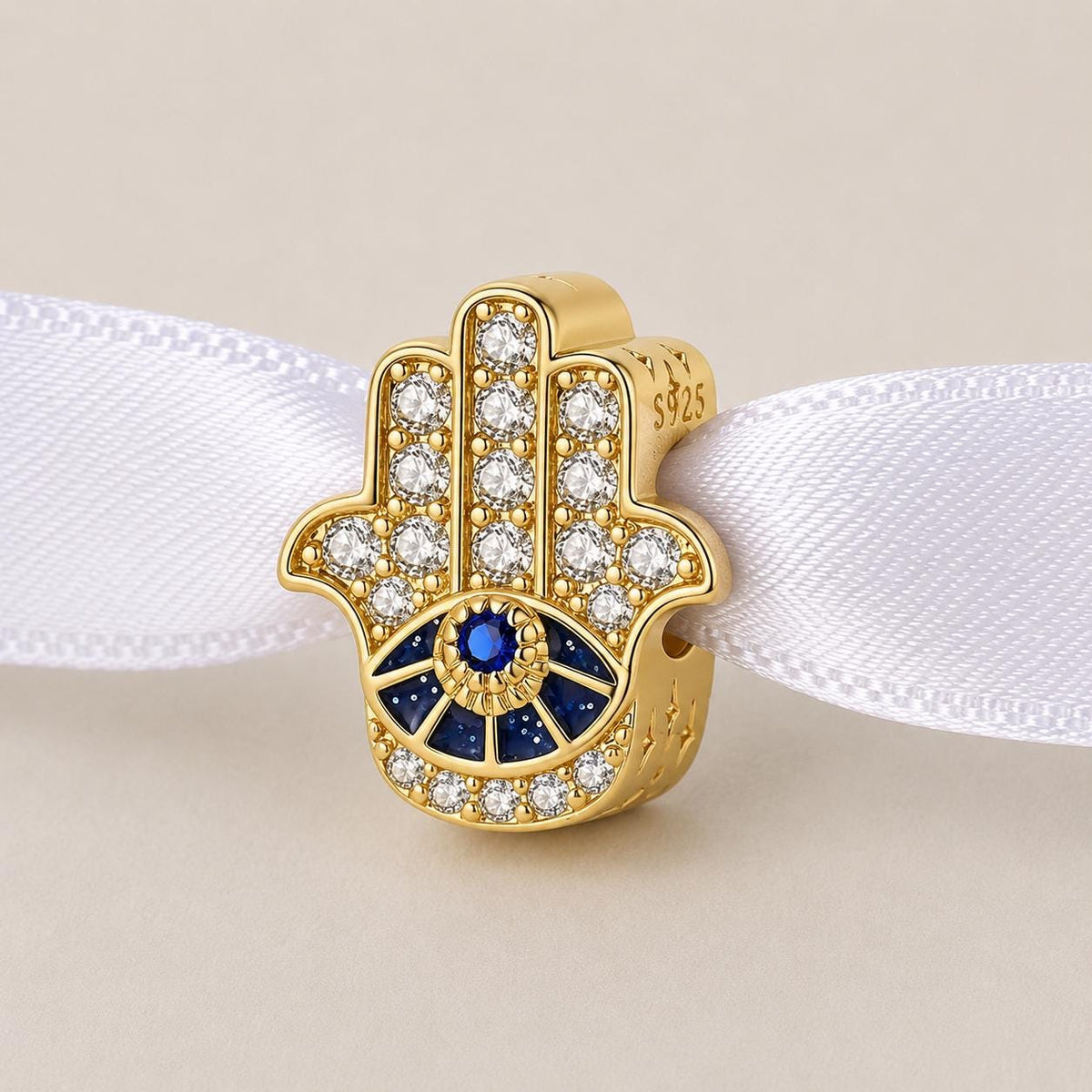 Gold Hamsa Hand sterling silver charm alternate view