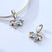 Swedish Dala Horse Bead Fits Pandora Charm Bracelet, Silver Traditional Folk Art Jewelry Gift