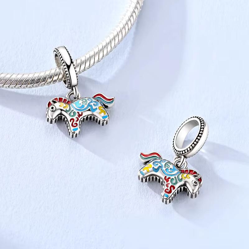 Swedish Dala Horse charm detail view