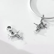 Brazil Christ Bead Fits Pandora Charm Bracelet, Silver Jesus Cross Rio Travel Jewelry Gift