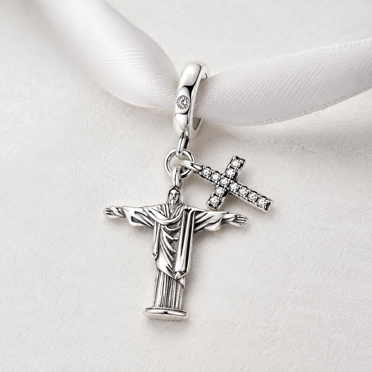 Brazil Christ sterling silver charm alternate view