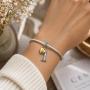 Number 1 Anniversary Bead Fits Pandora Charm Bracelet, Silver First Year Gold Heart Gift