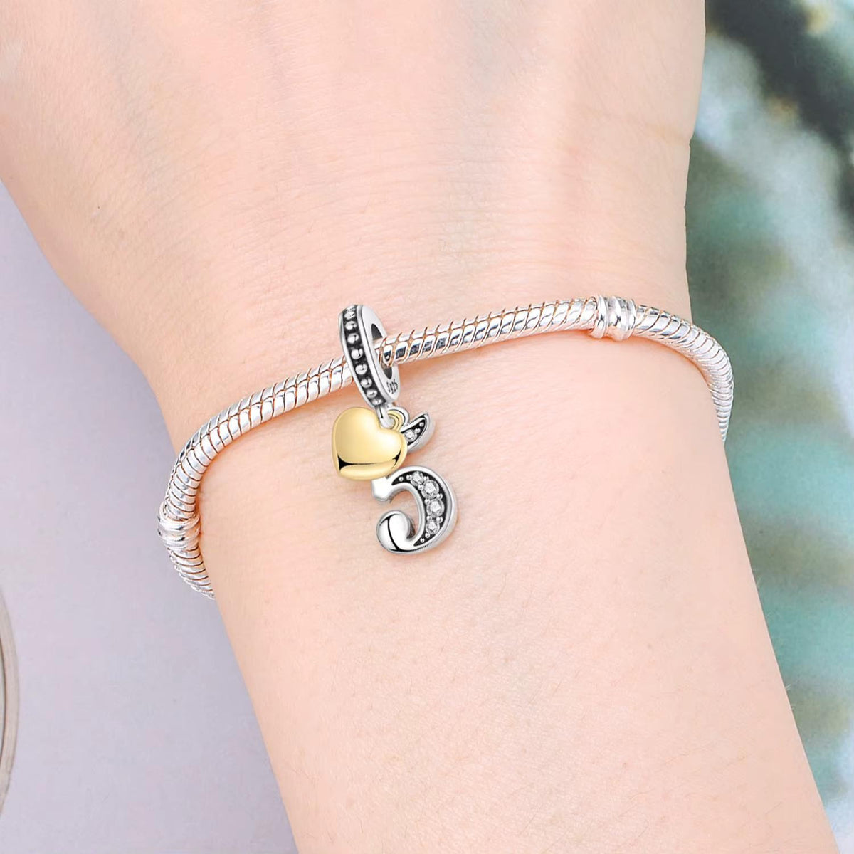 Number 5 sterling silver charm view 5
