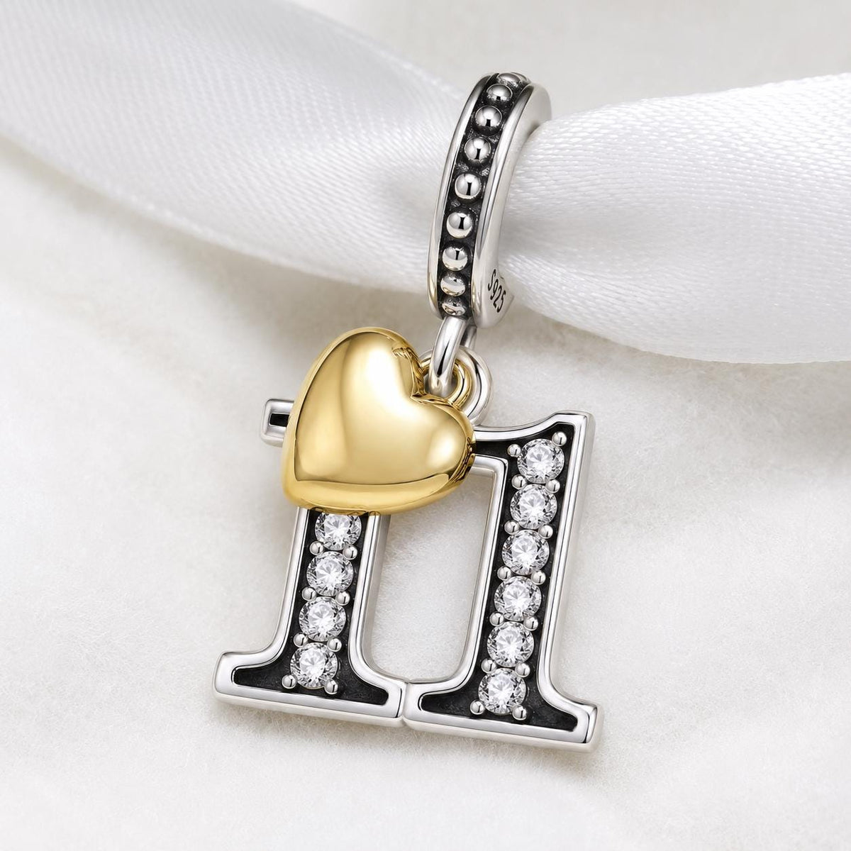 Number 11 sterling silver charm alternate view