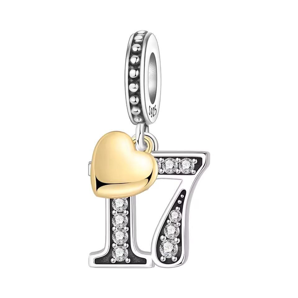 Number 17 925 sterling silver charm