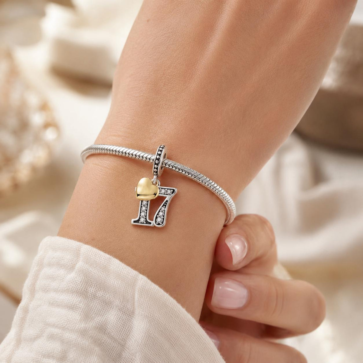 Number 17 charm detail view