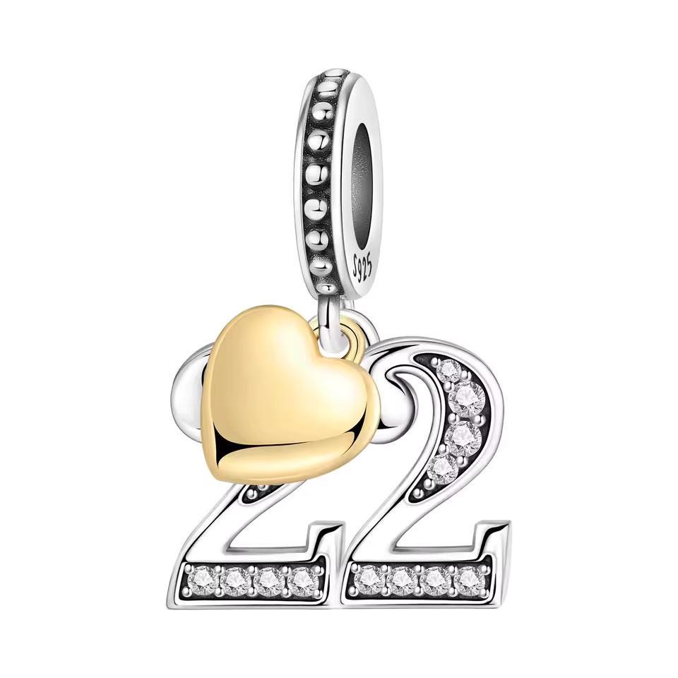 Number 22 925 sterling silver charm