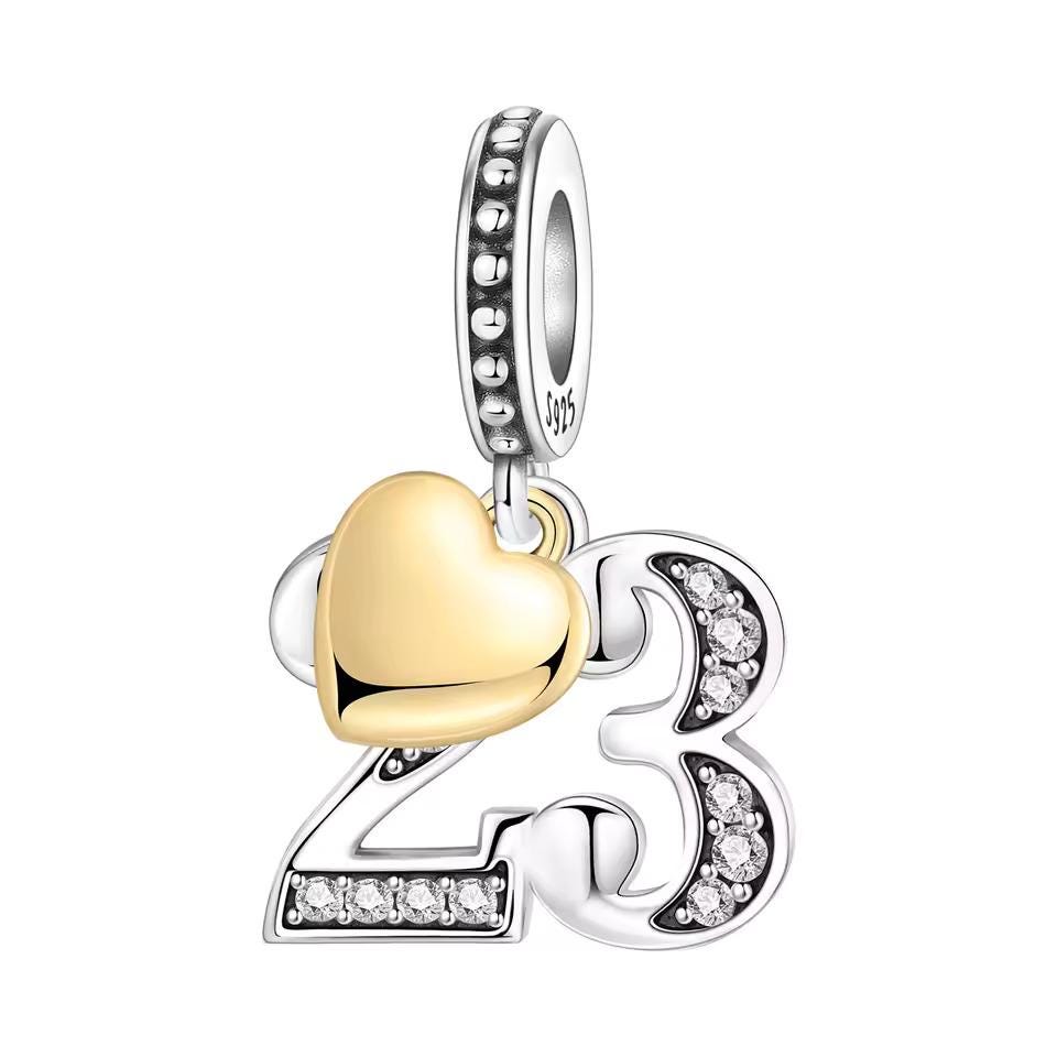 Number 23 925 sterling silver charm