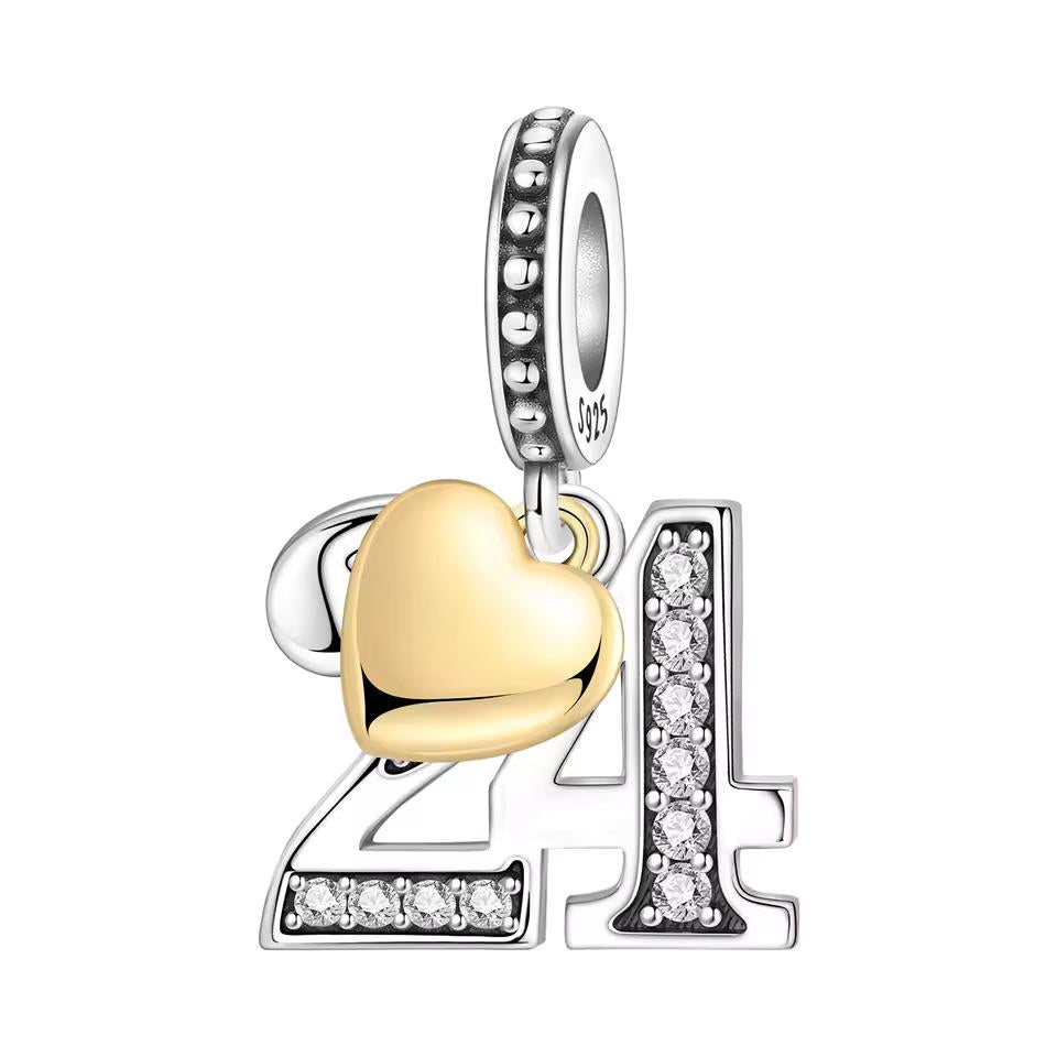 Number 24 925 sterling silver charm