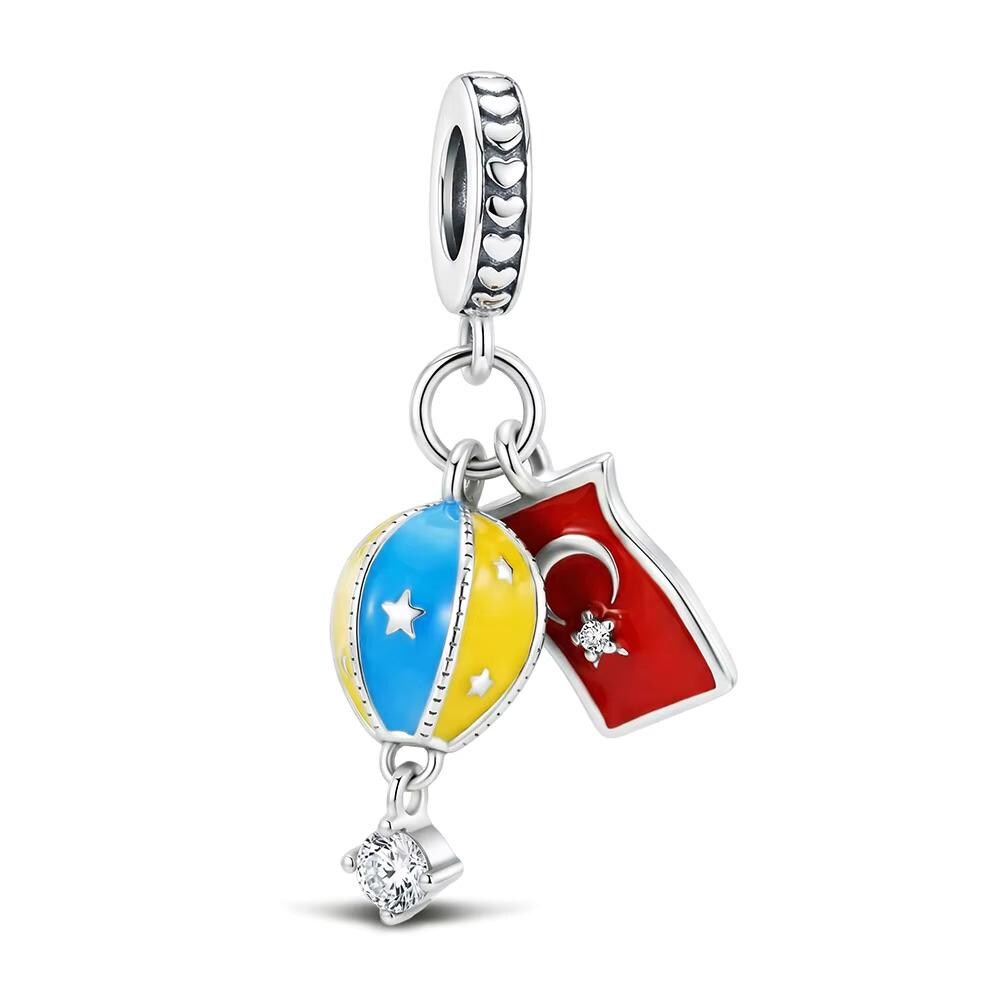 Turkey Flag 925 sterling silver charm