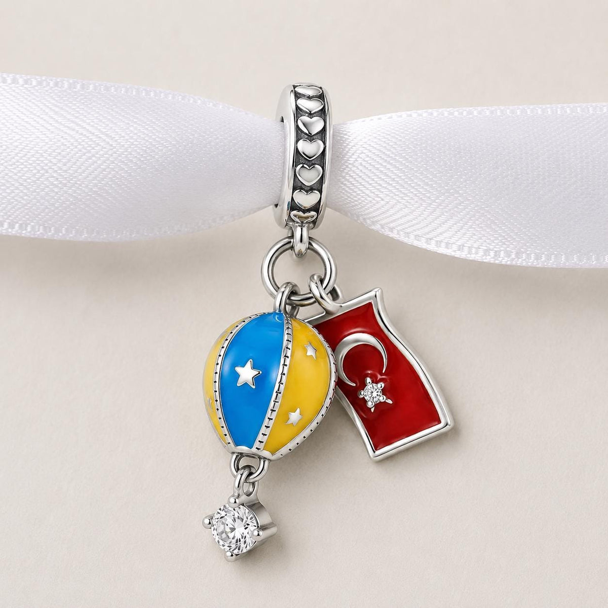 Turkey Flag sterling silver charm alternate view