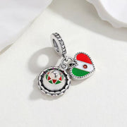 Mexico Flag Bead Fits Pandora Charm Bracelet, Silver Sombrero Hat Travel Jewelry Gift
