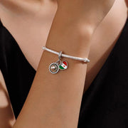 Mexico Flag Bead Fits Pandora Charm Bracelet, Silver Sombrero Hat Travel Jewelry Gift