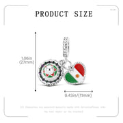 Mexico Flag Bead Fits Pandora Charm Bracelet, Silver Sombrero Hat Travel Jewelry Gift