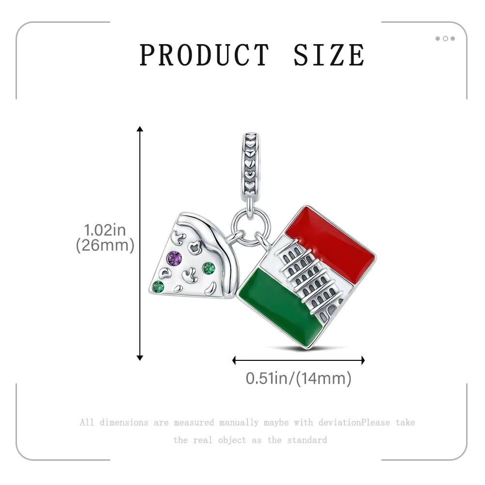 Italy Flag sterling silver charm view 6