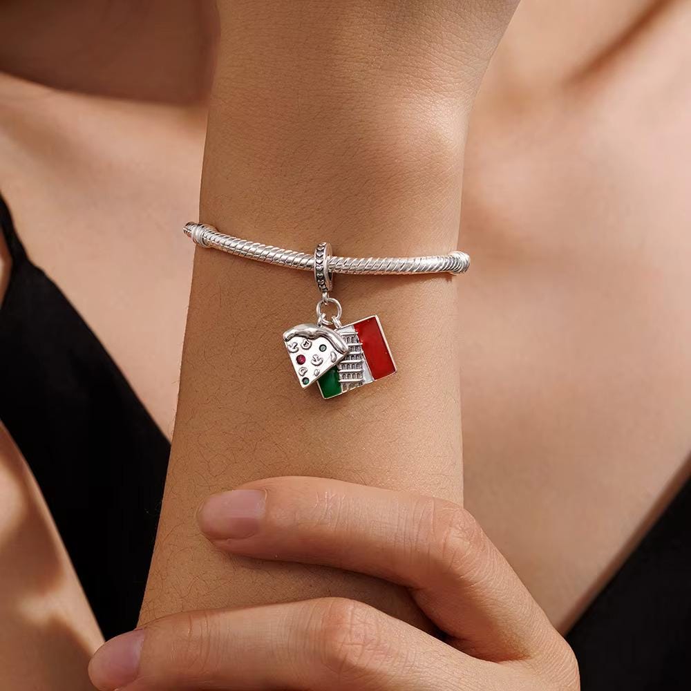 Italy Flag sterling silver charm view 5