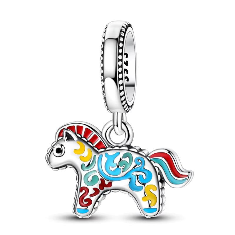 Swedish Dala Horse 925 sterling silver charm