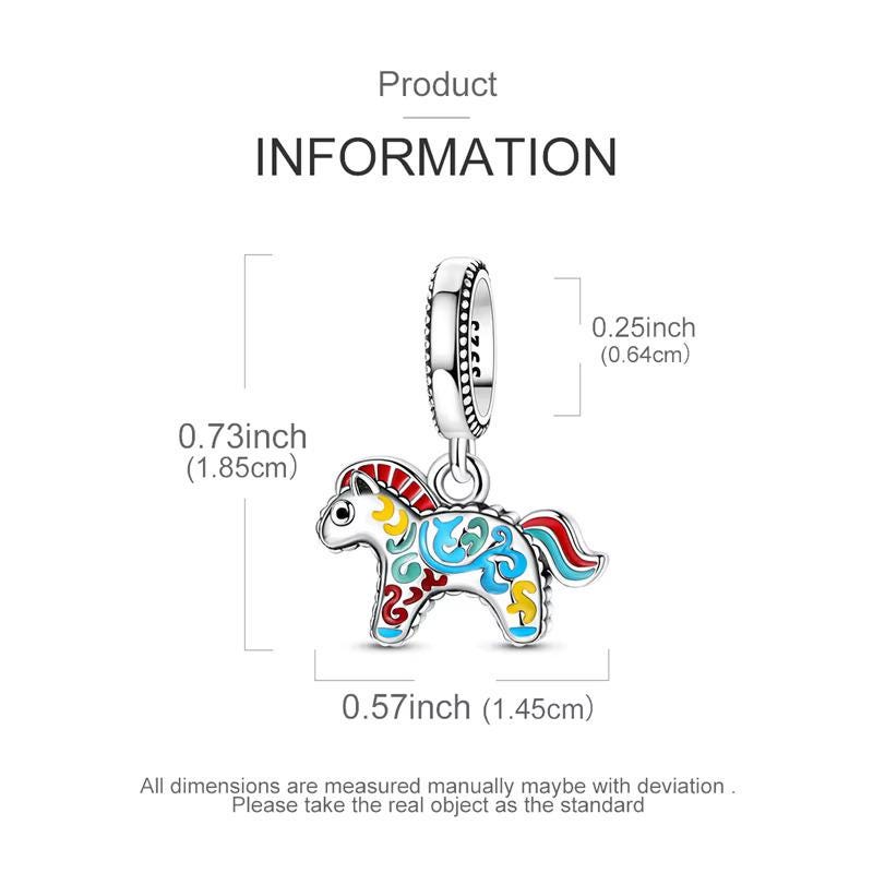 Swedish Dala Horse sterling silver charm view 5