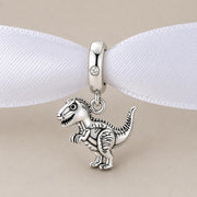 Dinosaur Bead Fits Pandora Charm Bracelet, Silver T-Rex Animal Dangle Jurassic Jewelry Gift