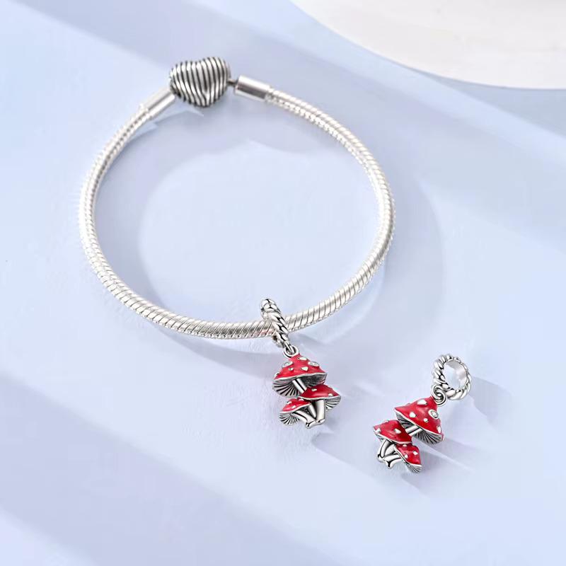 Mushroom sterling silver charm view 6