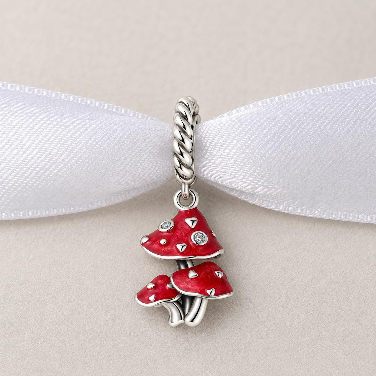 Mushroom sterling silver charm alternate view