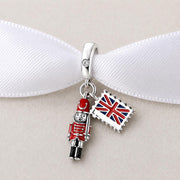 London Guard Bead Fits Pandora Charm Bracelet, Silver Nutcracker Soldier Travel Jewelry Gift