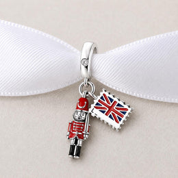 London Guard Bead Fits Pandora Charm Bracelet, Silver Nutcracker Soldier Travel Jewelry Gift