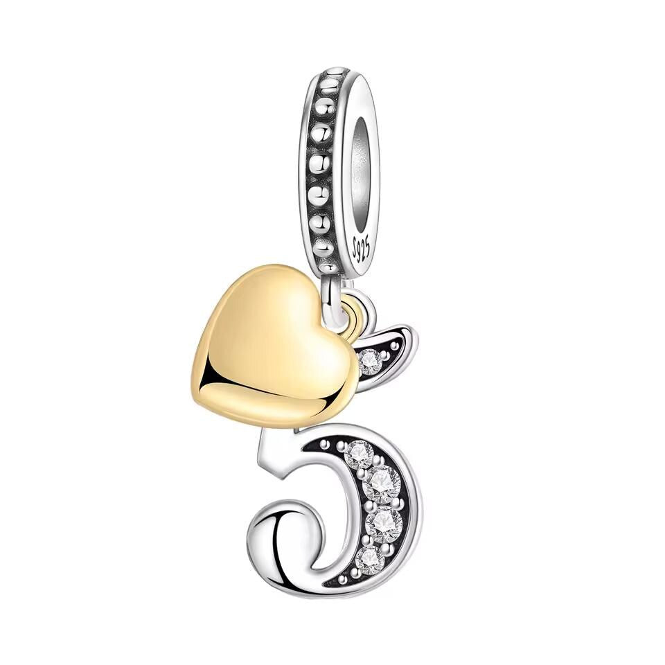Number 5 925 sterling silver charm
