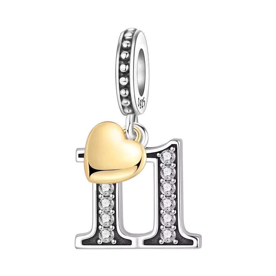 Number 11 925 sterling silver charm